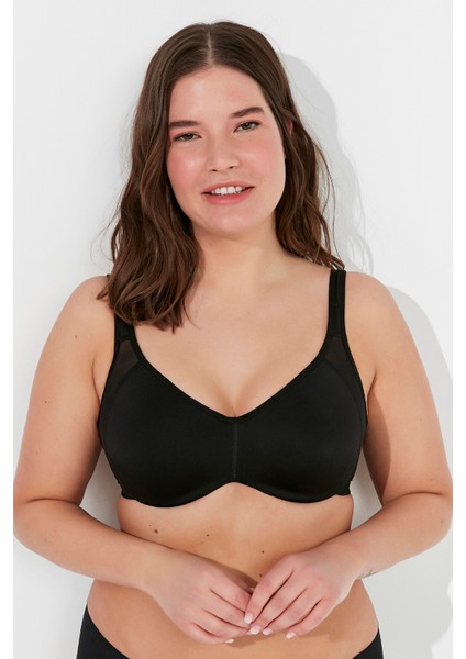 Siyah Büyük Beden Toparlayıcı Balenli Sütyen