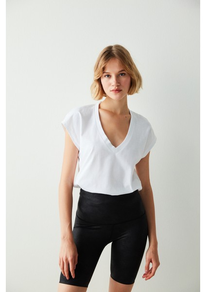 Siyah Miracle Pop Up Leather Biker Short