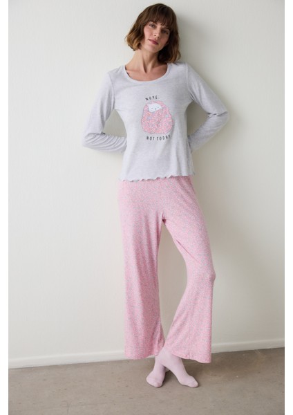 Açık Pembe Not Today Çiçekli Pijama Altı