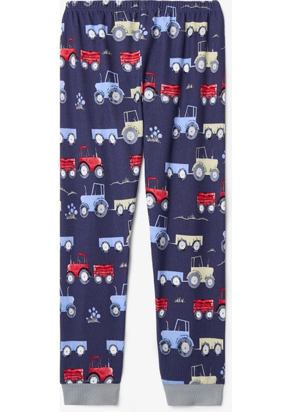 Koyu Indigo Erkek Çocuk Araba Desenli Pijama Takımı