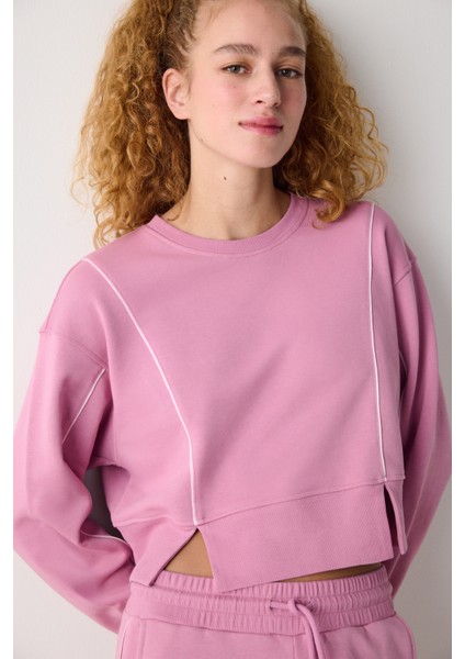 Pembe Rahat Kesim Eşofman Üstü