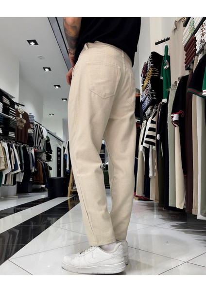 Boyfriend Kesim Keten Pamuk Erkek Pantolon