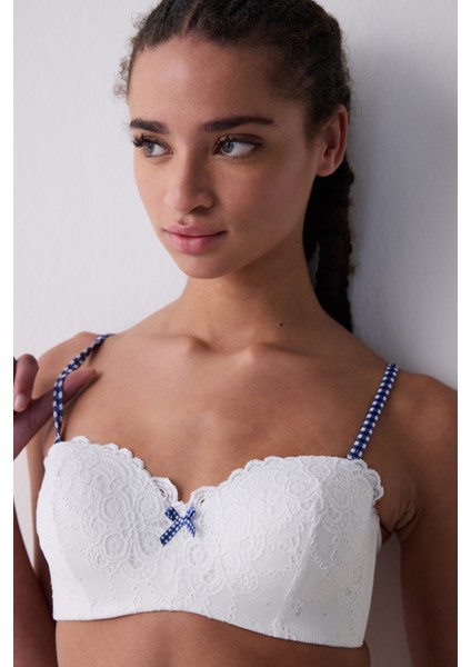 Lotus Lace Kırık Beyaz Straplez Sütyen