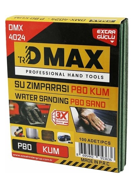 100 Adet P80 Kum - Kağıt - Su Zımparası - 230X280MM - Kullanım= Boya - Metal - Ahşap - Oto (5263)