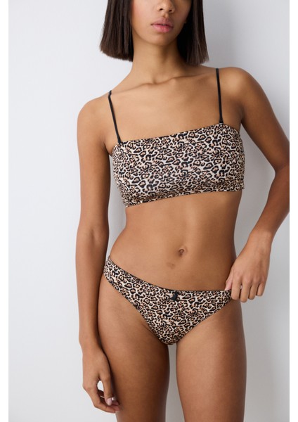 Leopard Bandeau Çok Renkli Üst