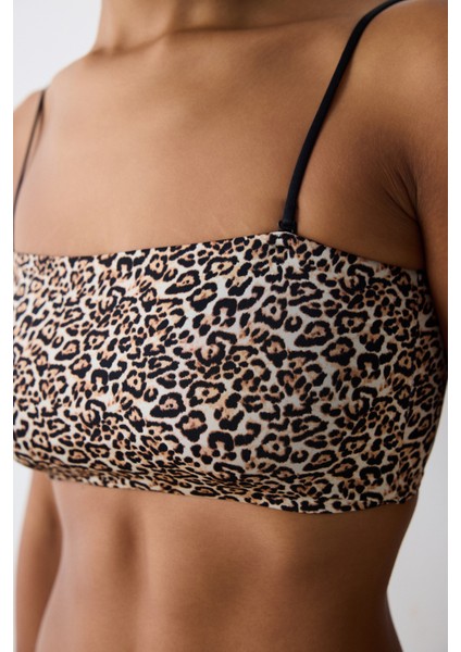 Leopard Bandeau Çok Renkli Üst