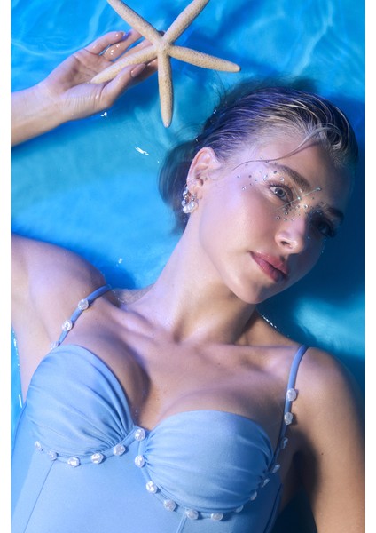 Mavi Tokalı Mayo - Gamze Erçel Koleksiyonu