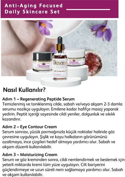 Yaşlanma Karşıtı Odaklı Günlük Cilt Bakım Seti - Ince Çizgi ve Kırışıklık Karşıtı Safran Özlü Vegan fiyatları