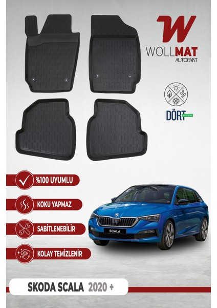 Skoda Scala Paspas 2020 Sonrası Uyumlu 3D Havuzlu Paspas Seti