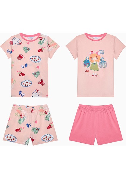 Kız Çocuk Local Pamuklu Çok Renkli 2li Pijama Takımı
