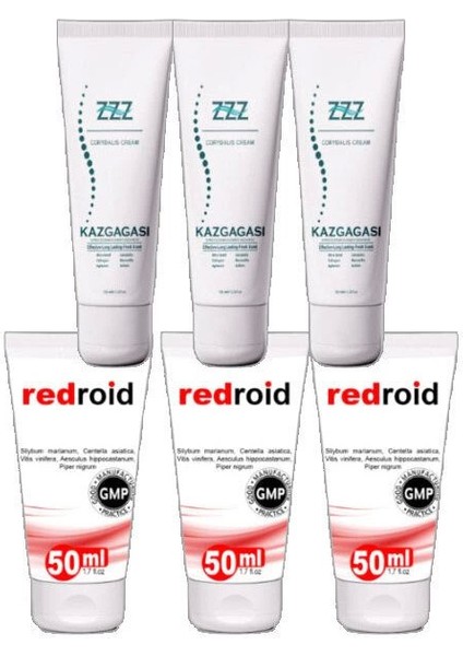 Kaz Gagası Kremi 3X100 ml Kas Iskelet Sızılarına +Redroid Hemer.oid Için Krem 3X50 ml