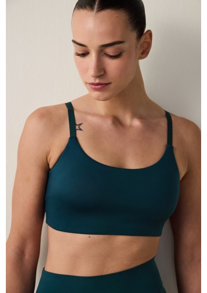 Koyu Yeşil Hafif Destek Spor Sütyeni
