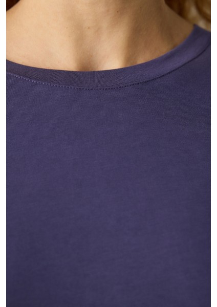 İndigo Bisiklet Yaka Regular Fit Modal Tişört