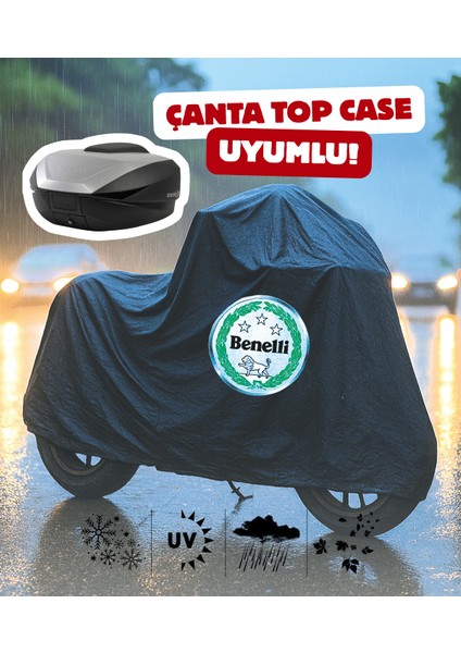 Benelli Trk 251 Motor Branda Siyah Su Geçirmez Topcase Çanta Uyumlu Logolu Motosiklet Brandası