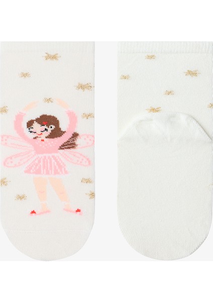 Karışık Renkli Kız Çocuk Ballet Balerin Desenli 4'lü Pamuklu Soket Çorap