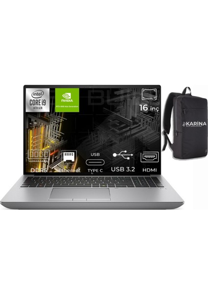 Zbook Fury 16 G11 Intel Core I9-14900HX 5F9K2ES-10 128GB 2tb Rtx 4000 Ada 12GB W11PRO 16” Wuxga Taşınabilir Iş Istasyonu