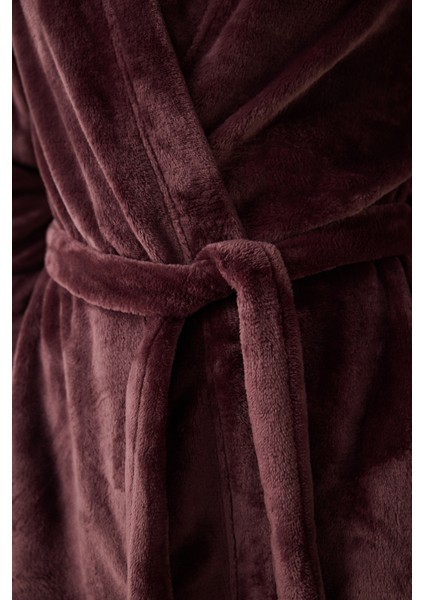 Bordo Bağlama Detaylı Sabahlık