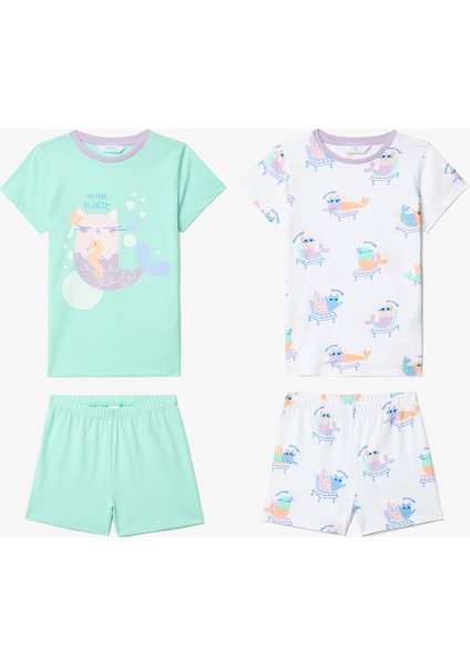 Kız Çocuk Purrmaid Pamuklu 2li Pijama Takımı