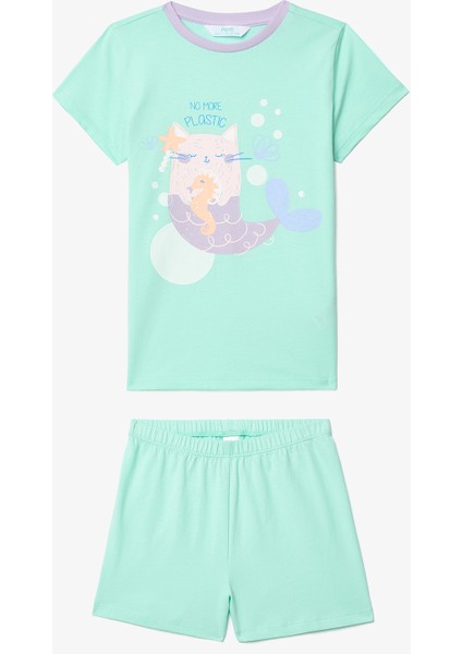 Kız Çocuk Purrmaid Pamuklu 2li Pijama Takımı