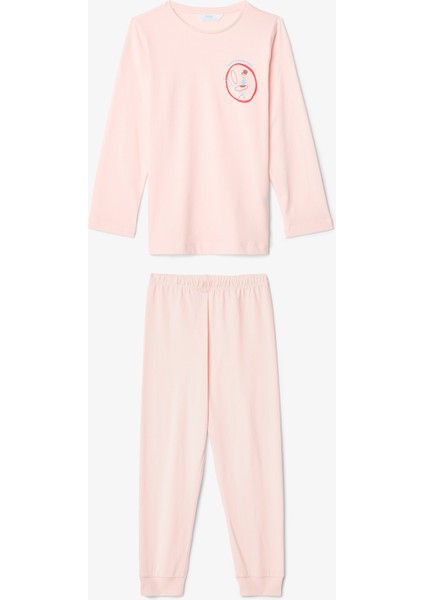 Kız Çocuk Dancer Baskılı Pamuklu Uzun Kollu 2'li Pijama Takımı