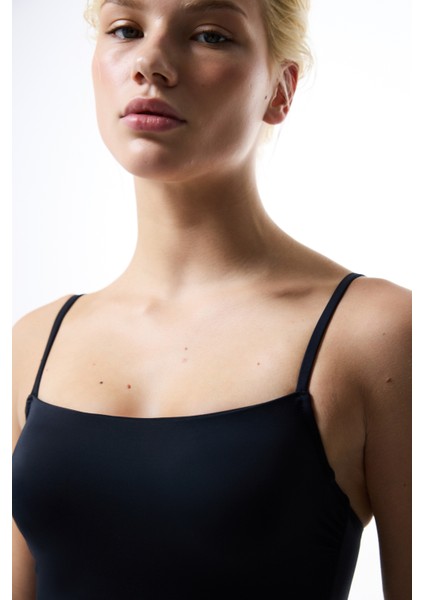 Siyah Straplez Balenli Mayo