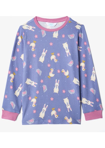 Indigo Kız Çocuk Rabbit Tavşan Desenli Pijama Takımı