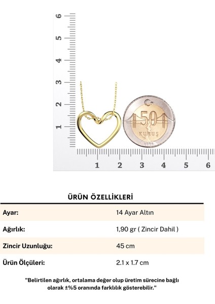 Sade Düğüm Kalp 14 Ayar Altın Kolye fırsatları