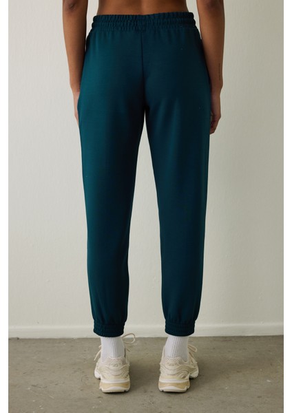 Koyu Yeşil Silky Feel Normal Bel Jogger