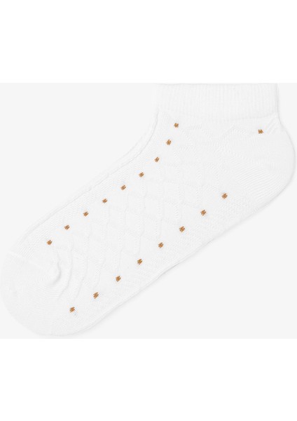 5 Çift Pamuklu Kendinden Desenli Puantiyeli Patik Çorap