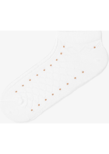 5 Çift Pamuklu Kendinden Desenli Puantiyeli Patik Çorap