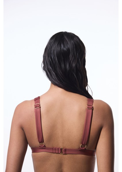 Açık Kahverengi Astrid Deep V Kesim Bikini Üstü