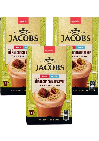 Dubai Çikolatalı Cappuccino 19,5 gr 8 Li x 3 Kutu (24 Adet)