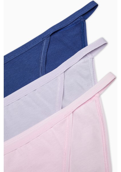 Strappy Pamuklu 3lü Çok Renkli Slip Külot