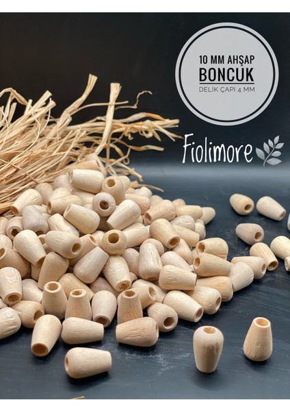 10 mm Damla Oval Ahşap Boncuk (50 Gram 83 Adet) Delik Çapı 4 mm Makrome Çanta Takı Tasarım