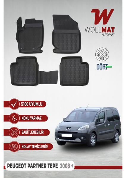 Peugeot Partner Paspas 2008 2019 Arası 3D Havuzlu Paspas Seti