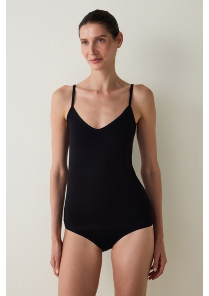 Aging Siyah Collagen Çift Yönlü Yaka Atlet