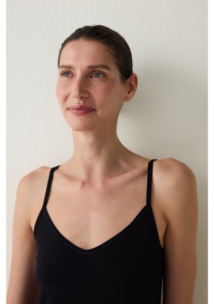 Aging Siyah Collagen Çift Yönlü Yaka Atlet