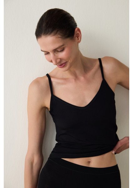 Aging Siyah Collagen Çift Yönlü Yaka Atlet