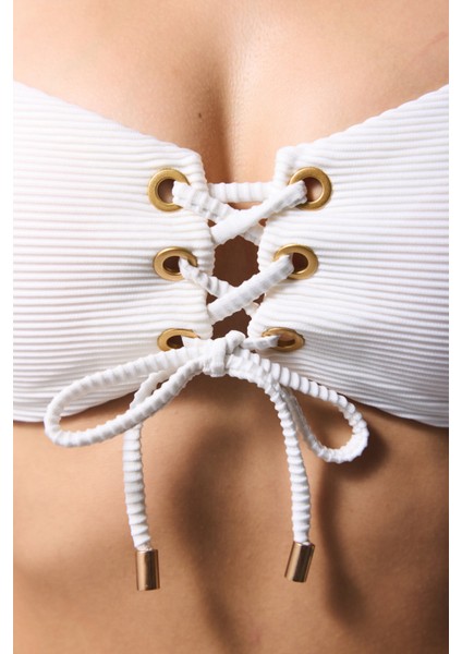 Krem Maggie Straplez Bikini Üstü