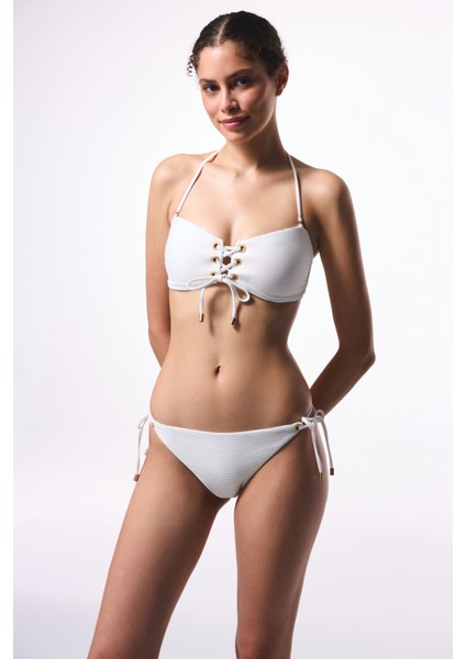 Krem Maggie Straplez Bikini Üstü