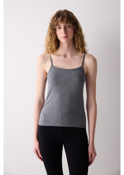 Pamuklu Askılı Gri Basic Atlet