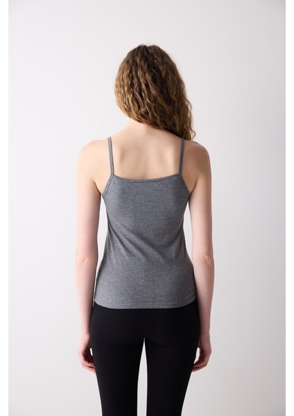 Pamuklu Askılı Gri Basic Atlet