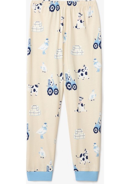 Erkek Çocuk Moo-ve İnek Desenli Uzun Kollu Pamuklu 2'li Pijama Takımı