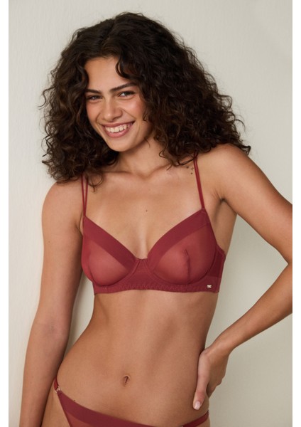 Bordo Essentials Balenli File Sütyen