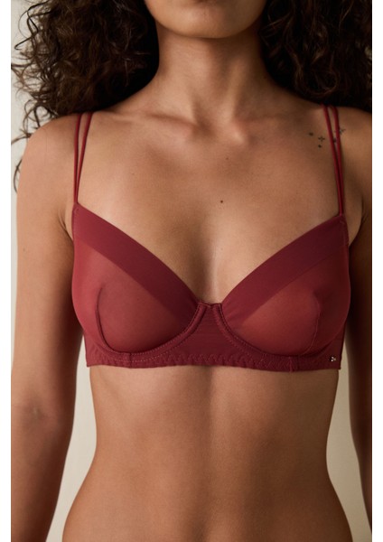 Bordo Essentials Balenli File Sütyen