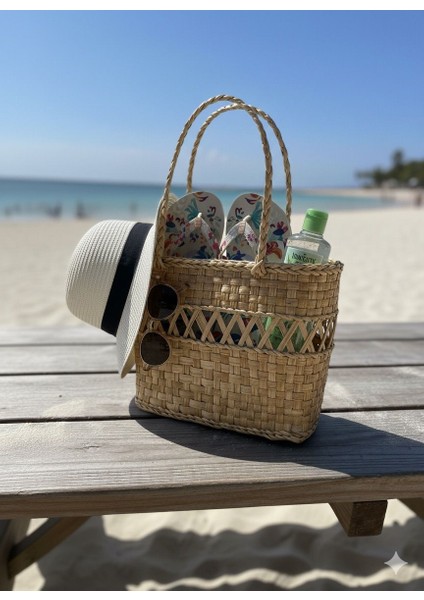 Hasır Plaj Çantası El Yapımı