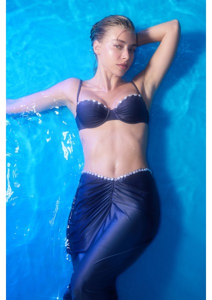 Seashell Gri Balenli Bikini Üstü - Gamze Erçel Koleksiyonıu