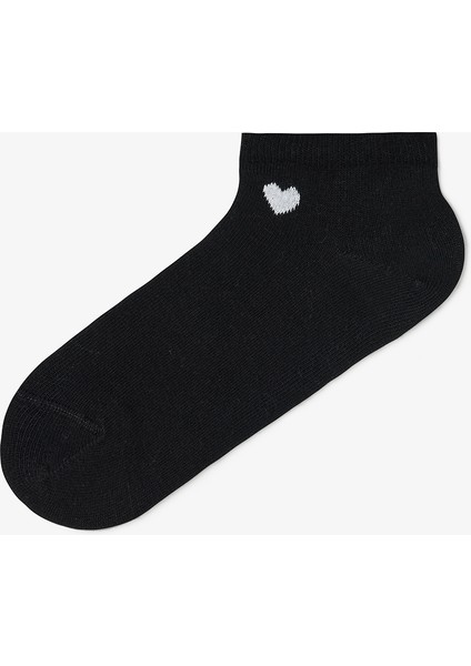 5 Çift Pamuklu Kalp Desenli Patik Çorap