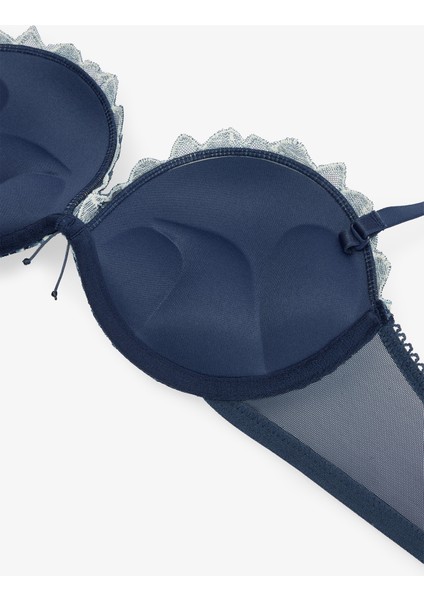 Heart Broderie Lacivert Sütyen