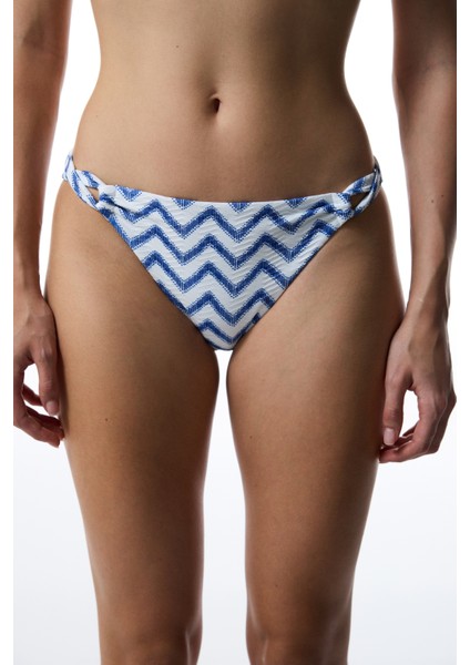 Bianna Navy Side Zigzag Desenli Hipkini Bikini Altı